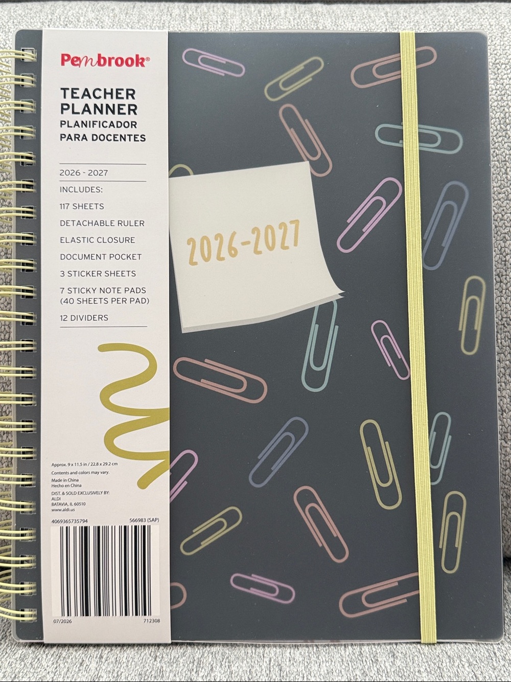 Pembrook teacher planner for 2026-2027 paper clips